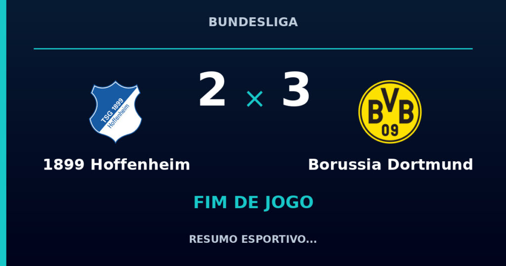 1899 Hoffenheim 2 x 3 Borussia Dortmund: resumo e números da partida