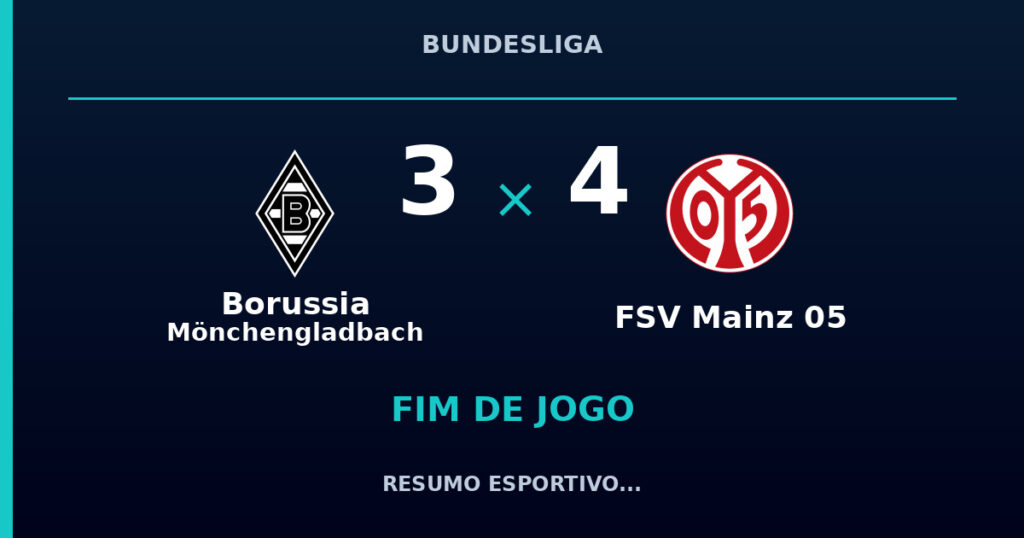 Borussia Mönchengladbach 3 x 4 FSV Mainz 05: resumo e números da partida
