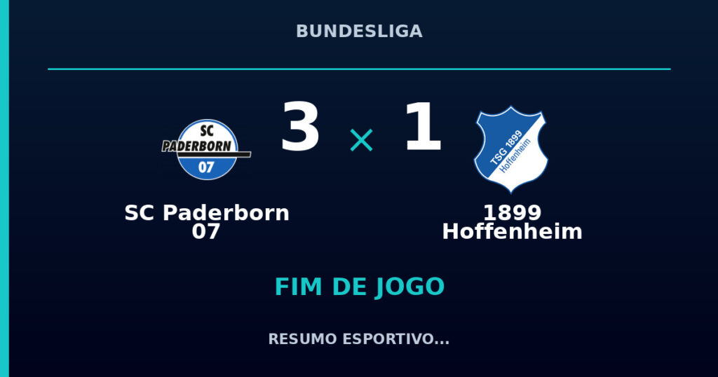 SC Paderborn 07 3 x 1 1899 Hoffenheim: resumo e números da partida