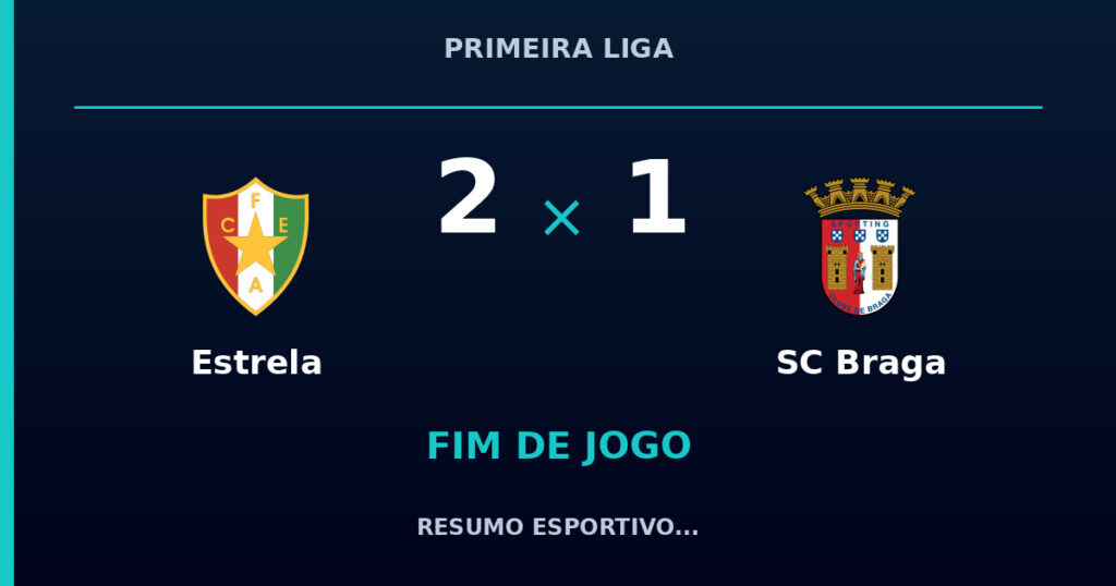 Estrela 2 x 1 SC Braga: resumo e números da partida