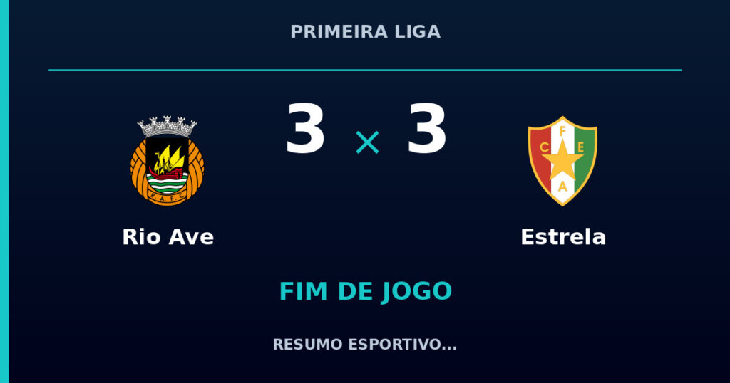 Rio Ave 3 x 3 Estrela: resumo e números da partida