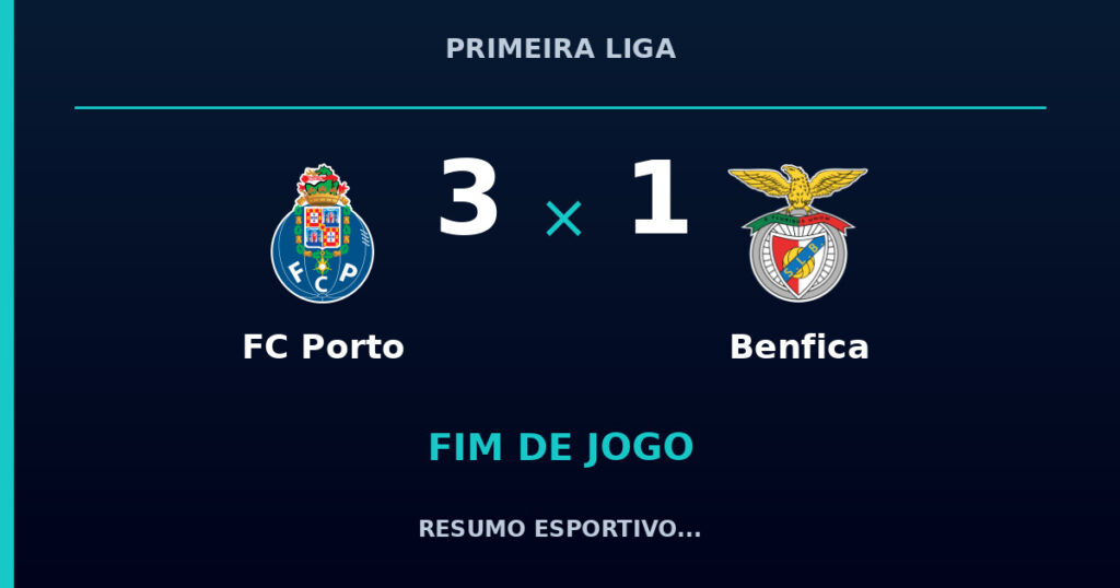 FC Porto 3 x 1 Benfica: resumo e números da partida