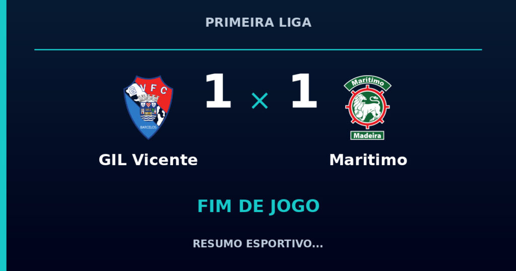 GIL Vicente 1 x 1 Maritimo: resumo e números da partida