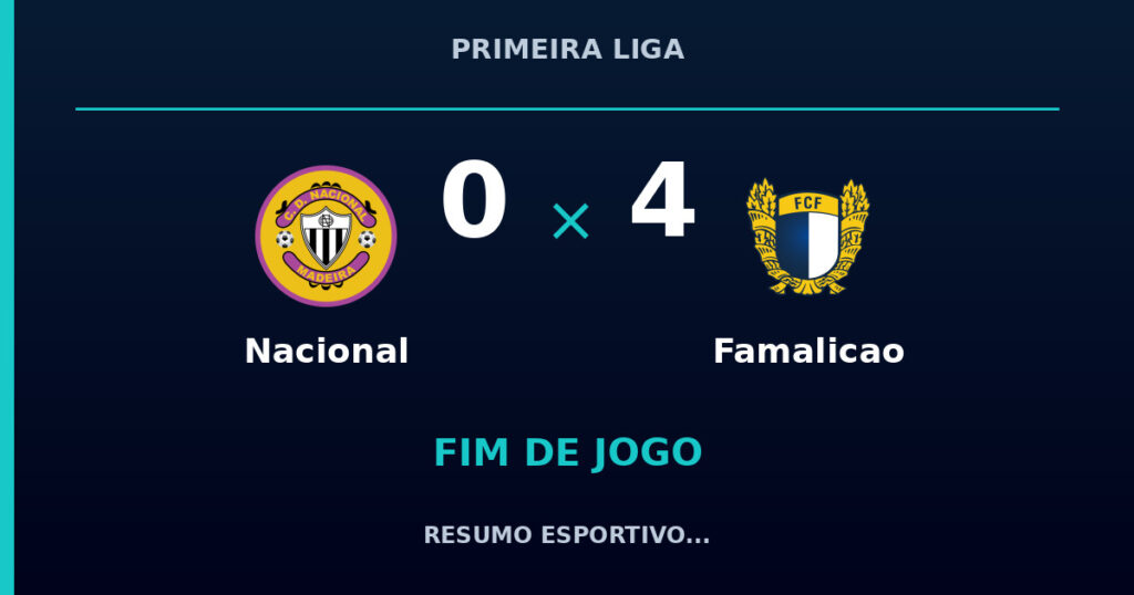 Nacional 0 x 4 Famalicao: resumo e números da partida