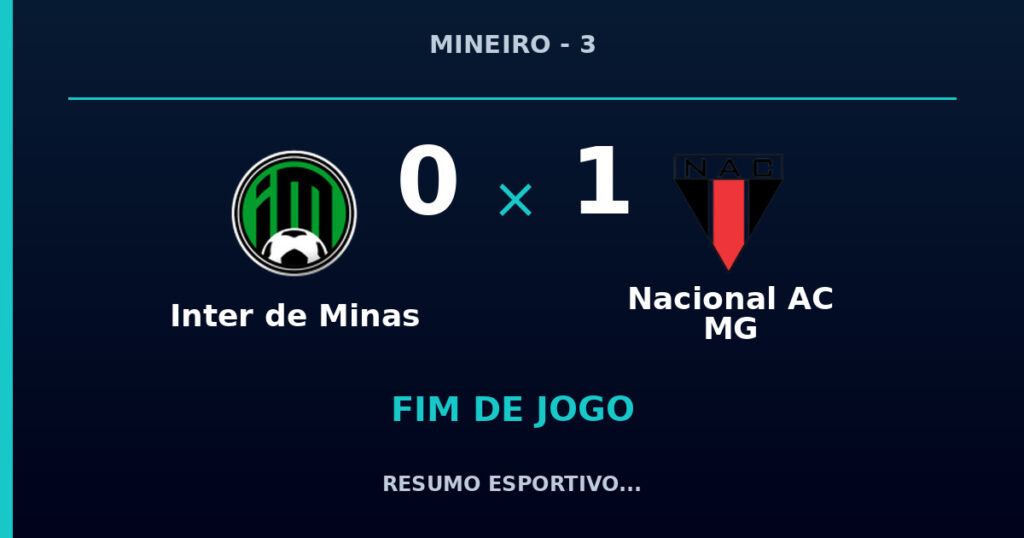 Nacional AC MG vence Inter de Minas por 1 a 0