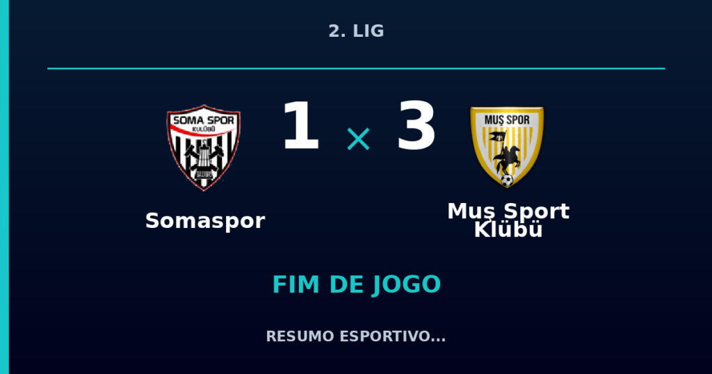 Somaspor 1 x 3 Muş Sport Klübü: resumo e números da partida