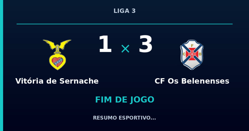 Vitória de Sernache 1 x 3 CF Os Belenenses: resumo e números da partida
