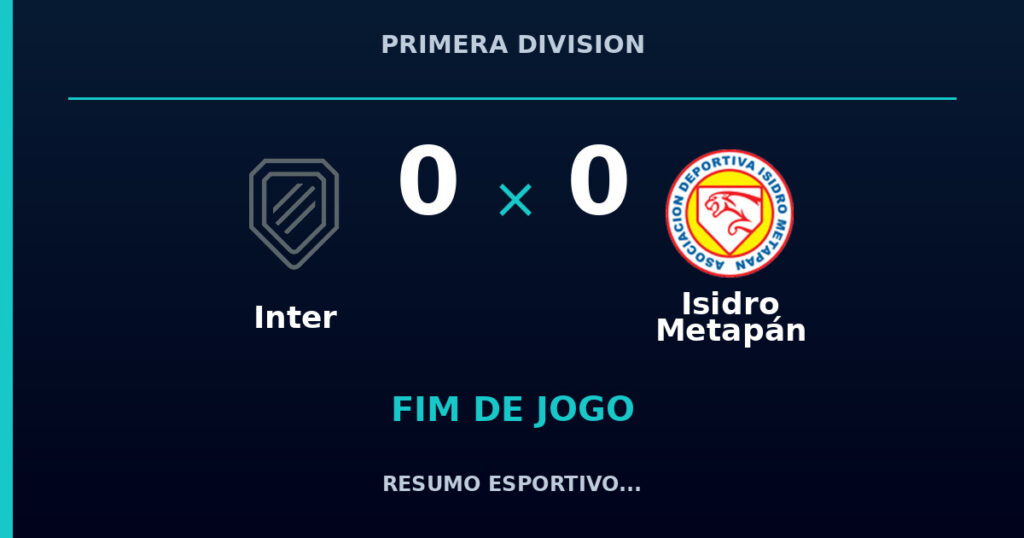 Inter 0 x 0 Isidro Metapán: resumo e números da partida