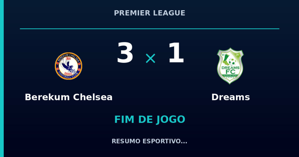 Berekum Chelsea 3 x 1 Dreams: resumo e números da partida