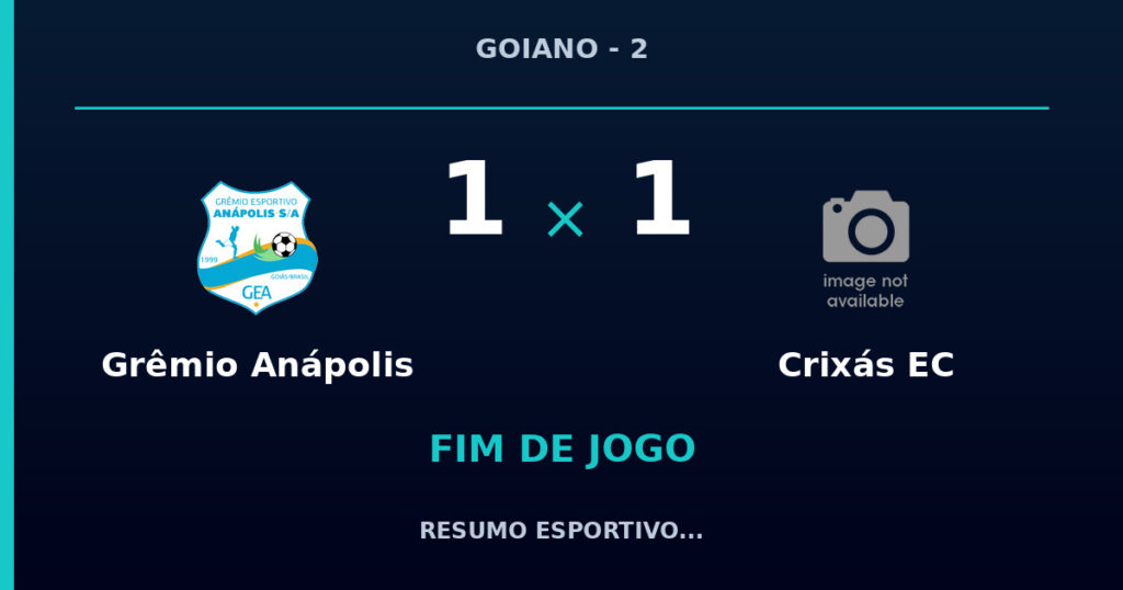 Grêmio Anápolis 1 x 1 Crixás EC: resumo e números da partida
