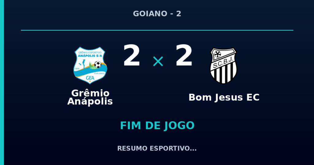 Grêmio Anápolis 2 x 2 Bom Jesus EC: resumo e números da partida