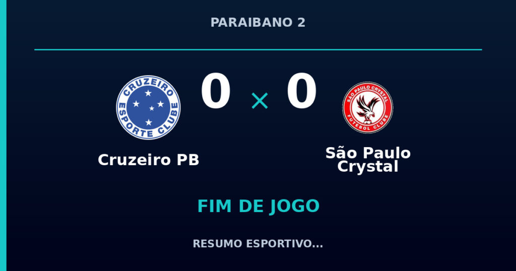Cruzeiro PB 0 x 0 São Paulo Crystal: resumo e números da partida