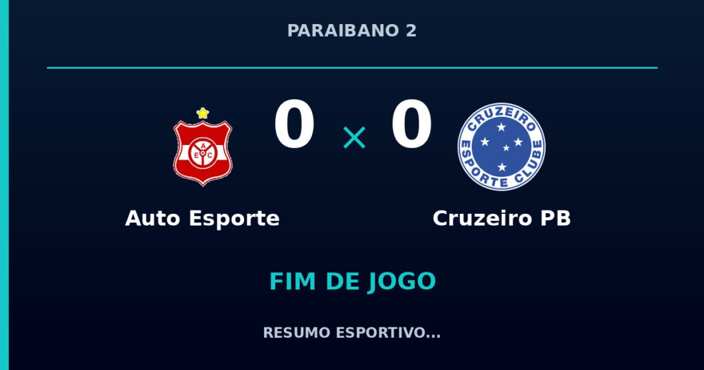 Auto Esporte 0 x 0 Cruzeiro PB: resumo e números da partida