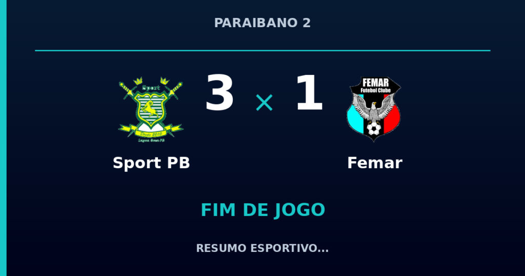 Sport PB 3 x 1 Femar: resumo e números da partida