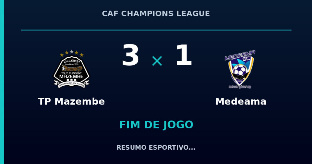 TP Mazembe 3 x 1 Medeama: resumo e números da partida