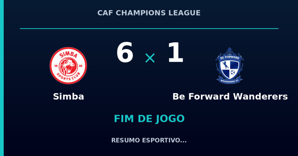 Simba 6 x 1 Be Forward Wanderers: resumo e números da partida