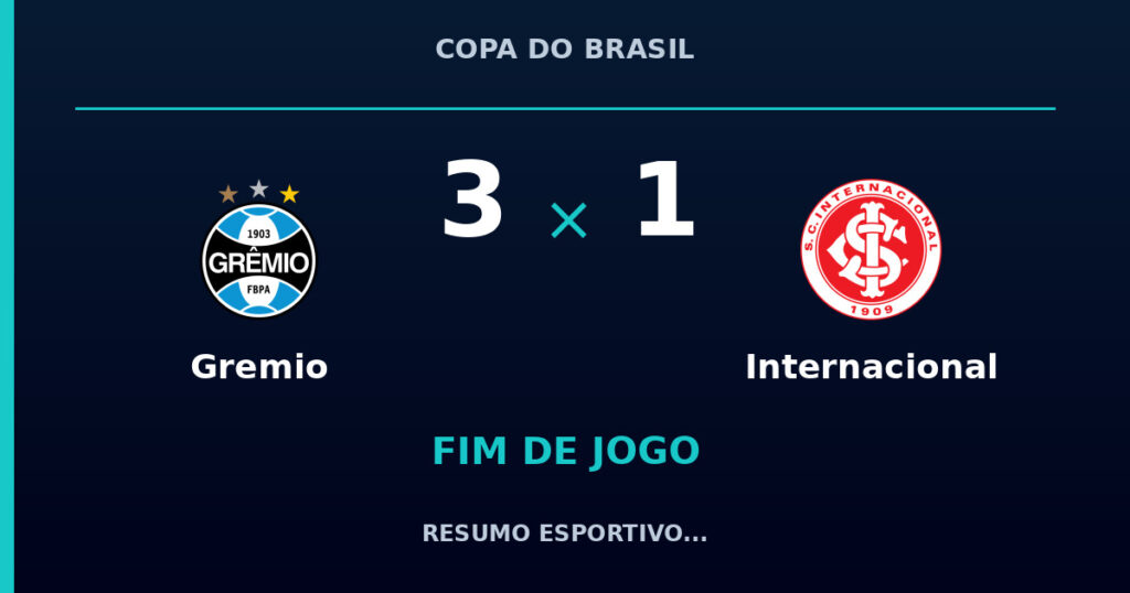 Gremio 3 x 1 Internacional: resumo e números da partida