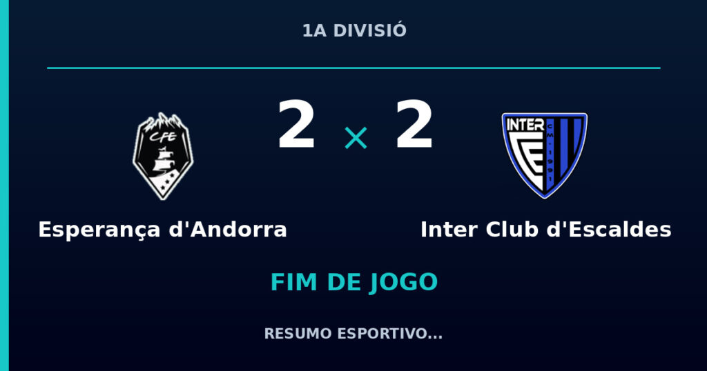 Esperança d’Andorra 2 x 2 Inter Club d’Escaldes: resumo e números da partida