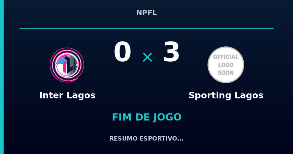 Inter Lagos 0 x 3 Sporting Lagos: resumo e números da partida