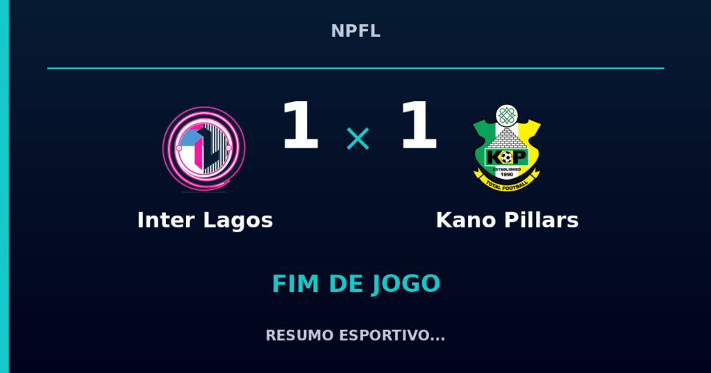 Inter Lagos 1 x 1 Kano Pillars: resumo e números da partida