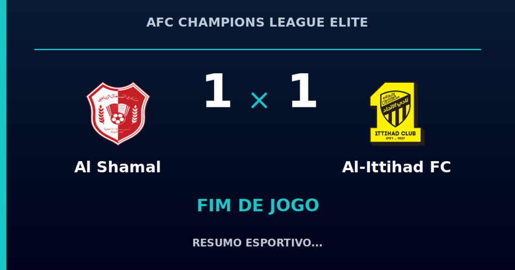 Al Shamal 1 x 1 Al-Ittihad FC: resumo e números da partida