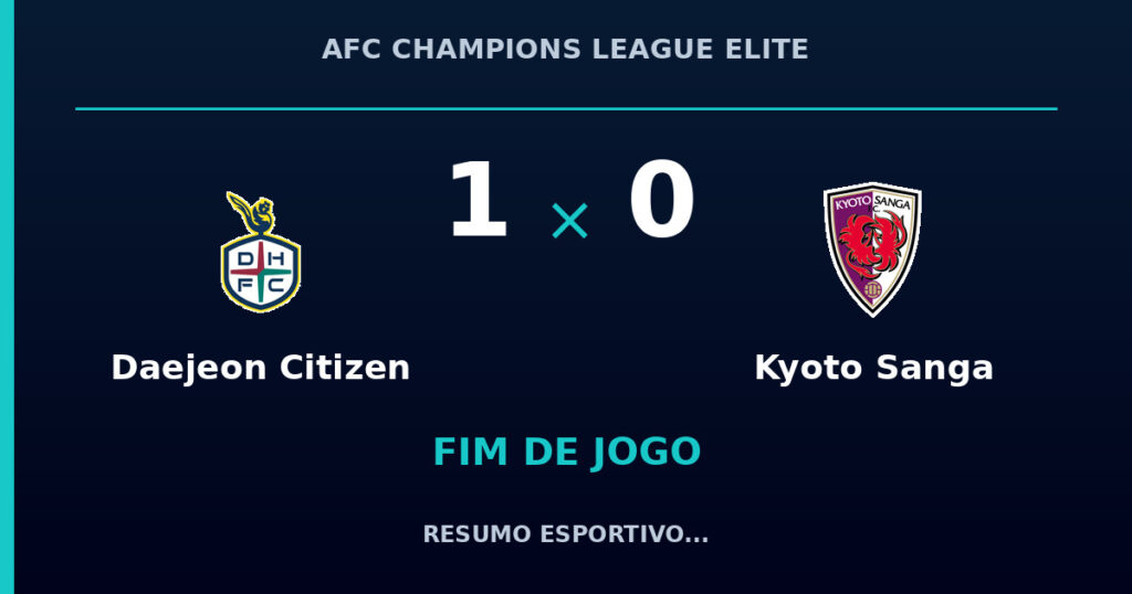 Daejeon Citizen 1 x 0 Kyoto Sanga: resumo e números da partida