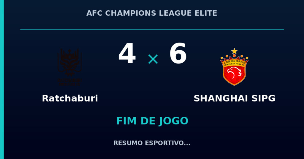 Ratchaburi 4 x 6 SHANGHAI SIPG: resumo e números da partida
