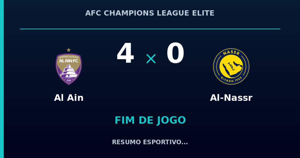 Al Ain 4 x 0 Al-Nassr: resumo e números da partida