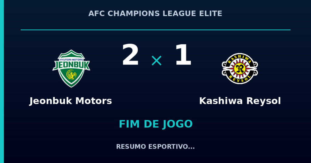 Jeonbuk Motors 2 x 1 Kashiwa Reysol: resumo e números da partida
