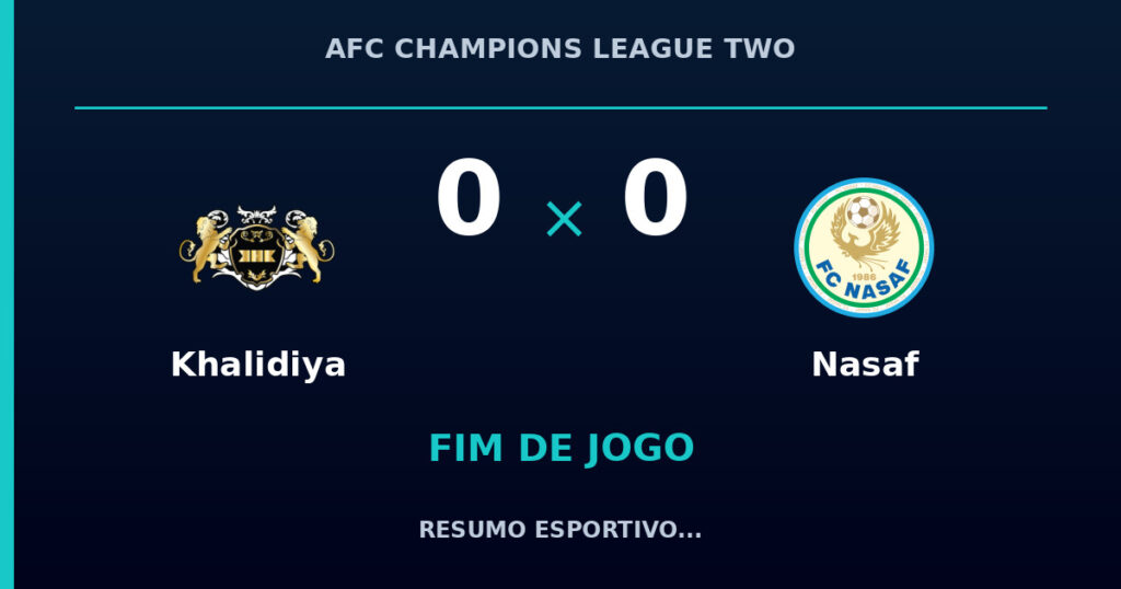 Khalidiya 0 x 0 Nasaf: resumo e números da partida