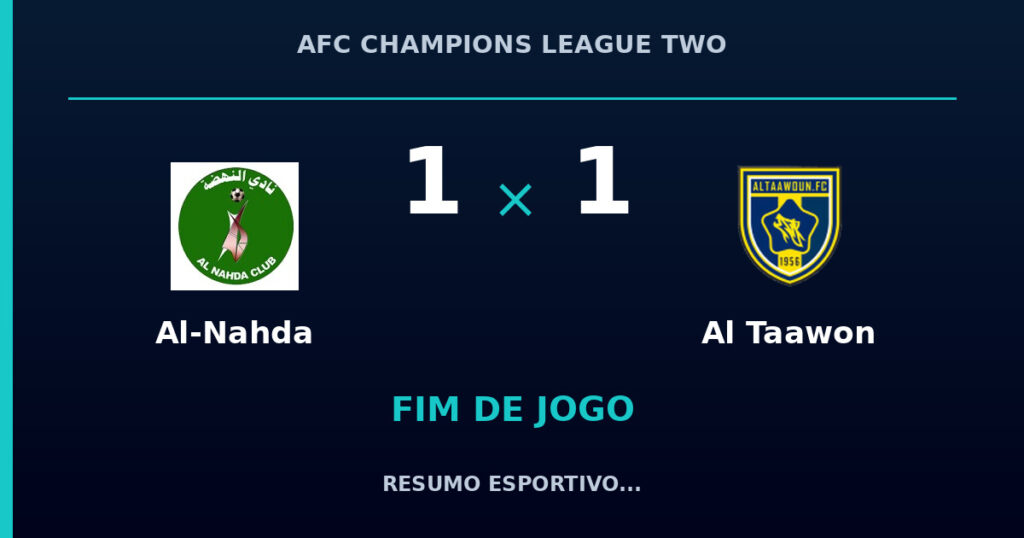 Al-Nahda 1 x 1 Al Taawon: resumo e números da partida