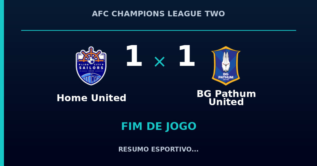 Home United 1 x 1 BG Pathum United: resumo e números da partida