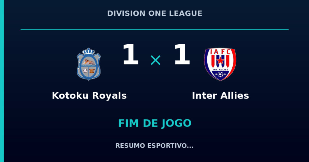 Kotoku Royals 1 x 1 Inter Allies: resumo e números da partida
