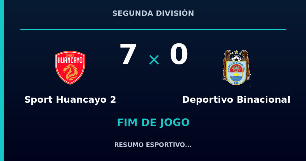 Sport Huancayo 2 7 x 0 Deportivo Binacional: resumo e números da partida