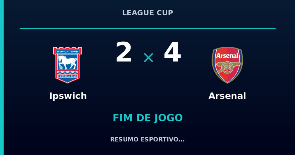 Ipswich 2 x 4 Arsenal: resumo e números da partida