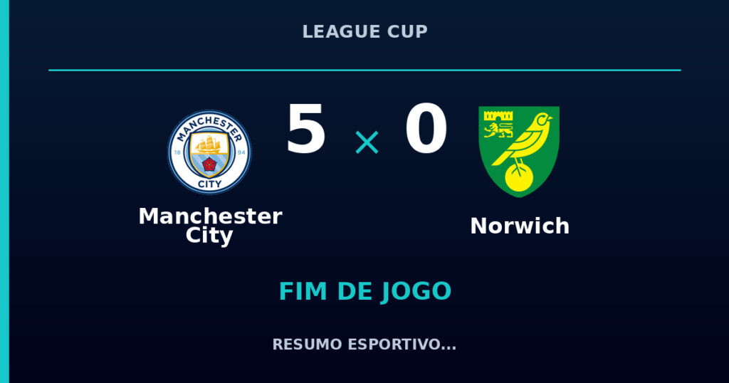 Manchester City 5 x 0 Norwich: resumo e números da partida