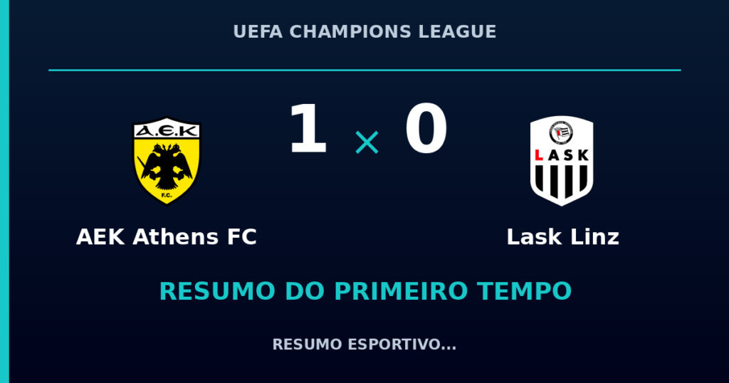 AEK Athens FC 1 x 0 Lask Linz: resumo do primeiro tempo