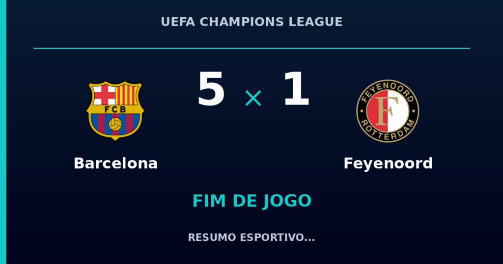 Barcelona 5 x 1 Feyenoord: resumo e números da partida