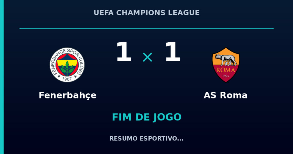 Fenerbahçe 1 x 1 AS Roma: resumo e números da partida