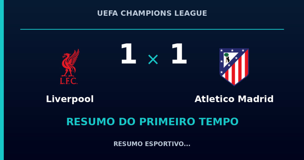 Liverpool 1 x 1 Atletico Madrid: resumo do primeiro tempo