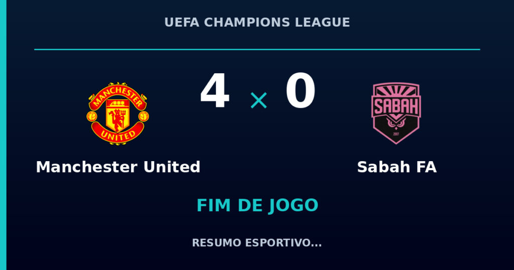 Manchester United 4 x 0 Sabah FA: resumo e números da partida