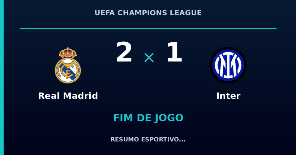 Real Madrid 2 x 1 Inter: resumo e números da partida