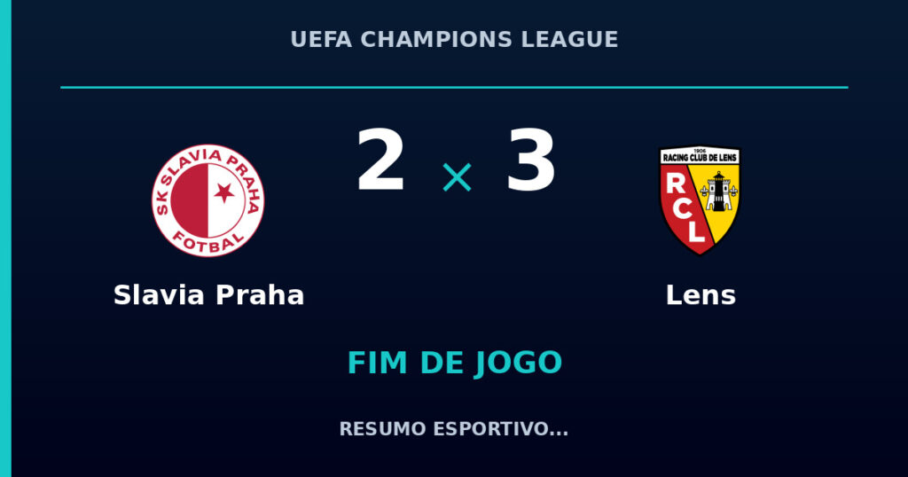 Slavia Praha 2 x 3 Lens: resumo e números da partida