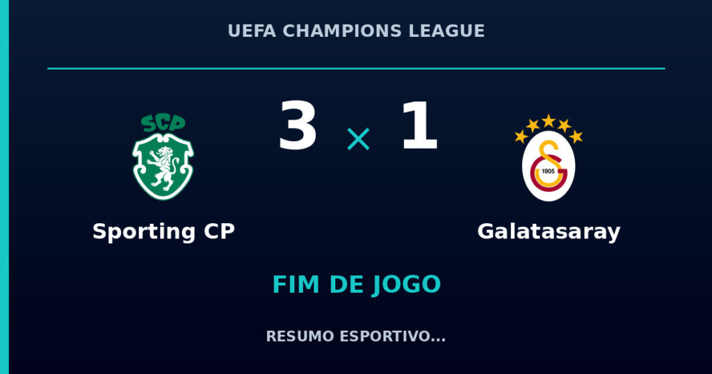 Sporting CP 3 x 1 Galatasaray: resumo e números da partida