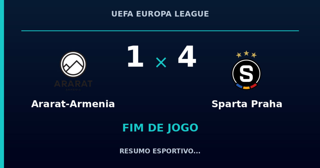 Ararat-Armenia 1 x 4 Sparta Praha: resumo e números da partida