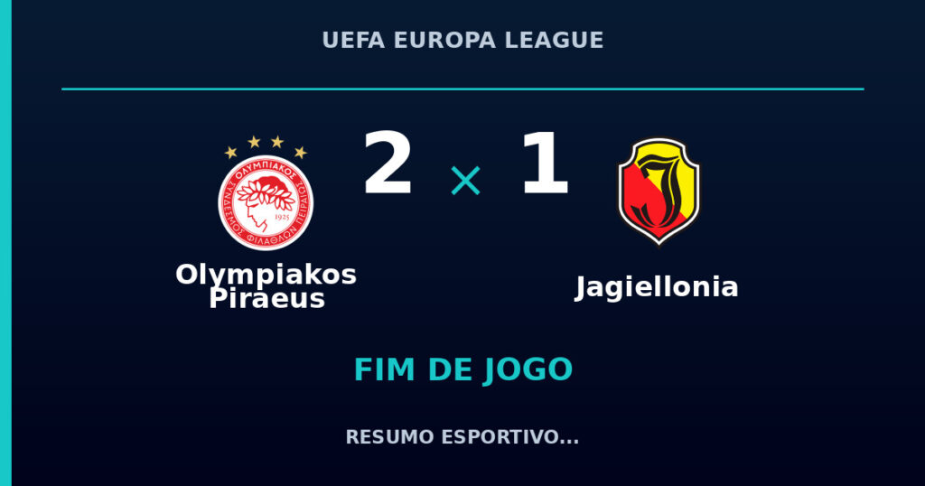 Olympiakos Piraeus 2 x 1 Jagiellonia: resumo e números da partida