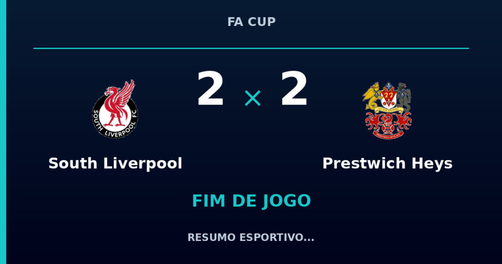 South Liverpool 2 x 2 Prestwich Heys: resumo e números da partida