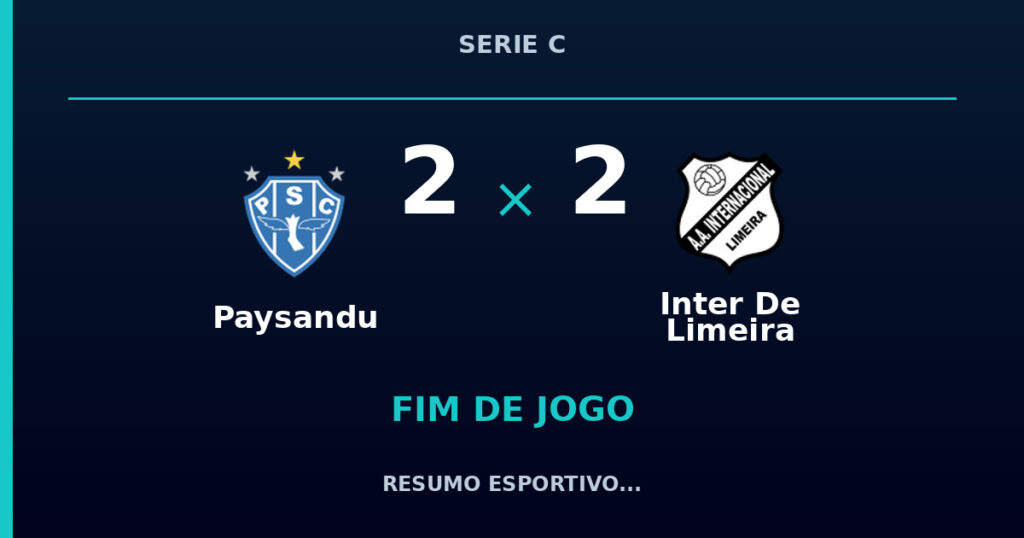 Paysandu 2 x 2 Inter De Limeira: resumo e números da partida