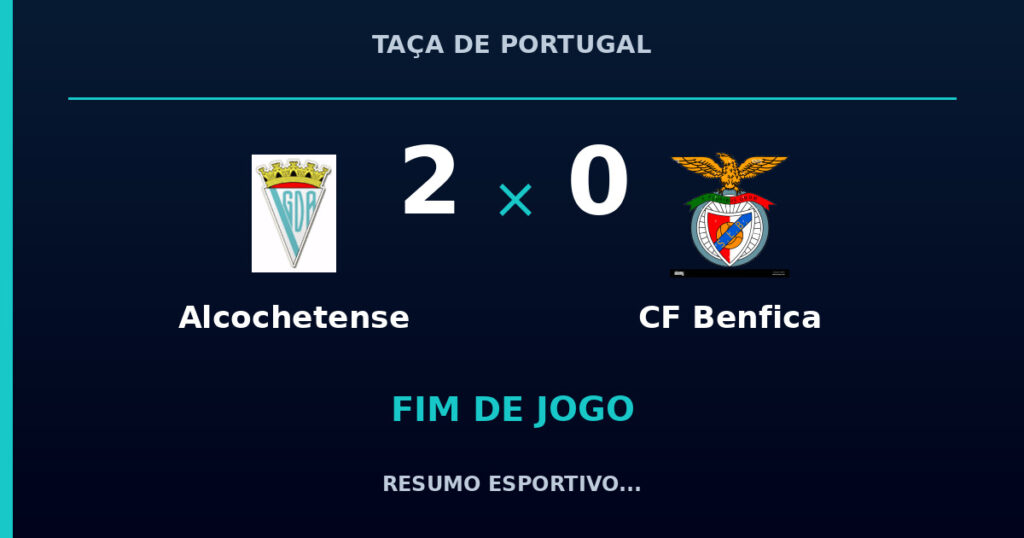Alcochetense 2 x 0 CF Benfica: resumo e números da partida