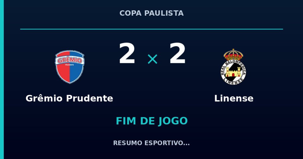 Grêmio Prudente 2 x 2 Linense: resumo e números da partida